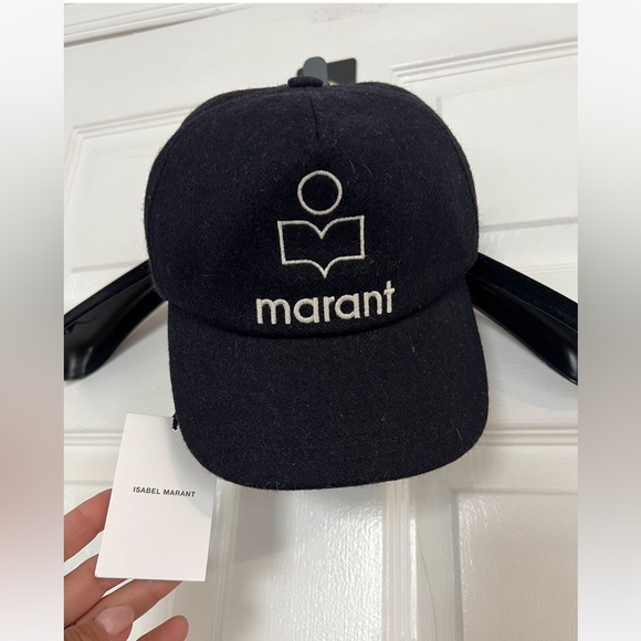 BRAND NEW WITH TAGS Isabel Marant Tyron Logo Wooly Felted Baseball Cap Black - Picture 13 of 13